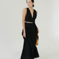 V-neck Sleeveless Tank Top + Long Dress in Classic Black in Suit