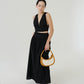 V-neck Sleeveless Tank Top + Long Dress in Classic Black in Suit
