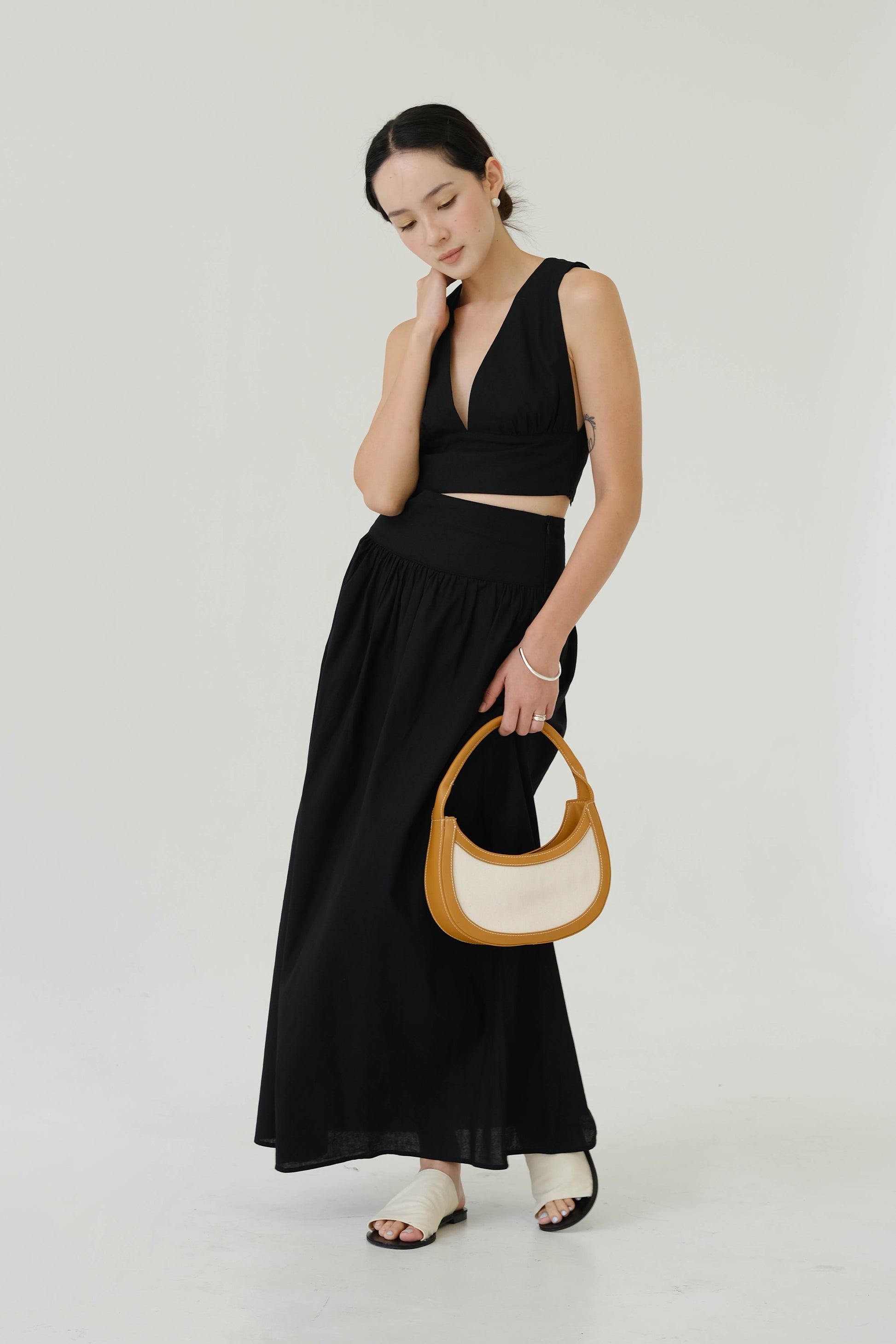 tank top maxi dress V-neck Sleeveless Tank Top + Long Dress in Classic Black in Suit – S A O U