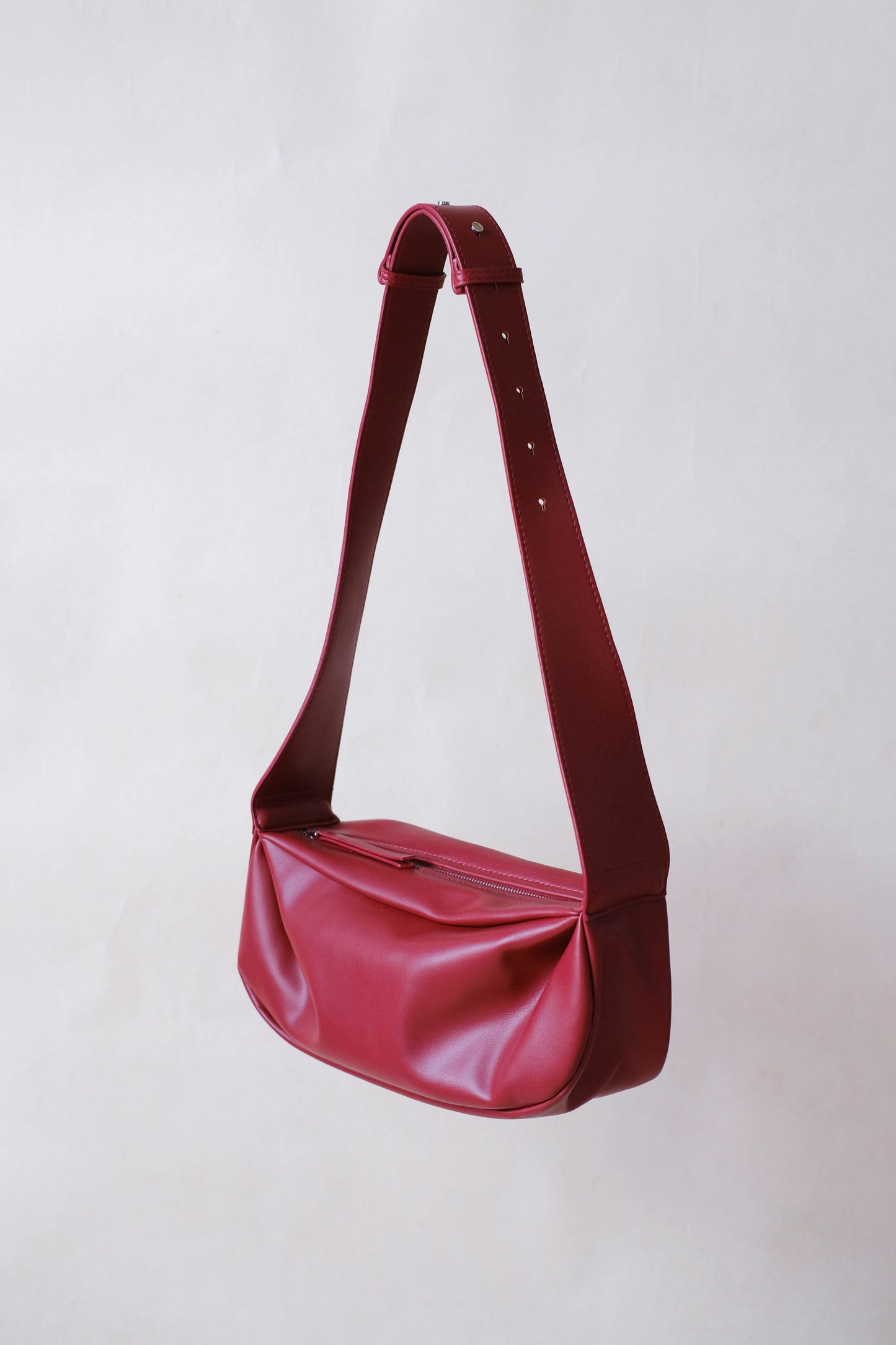 PU Soft Leather Pillow Bag in Ancora Red