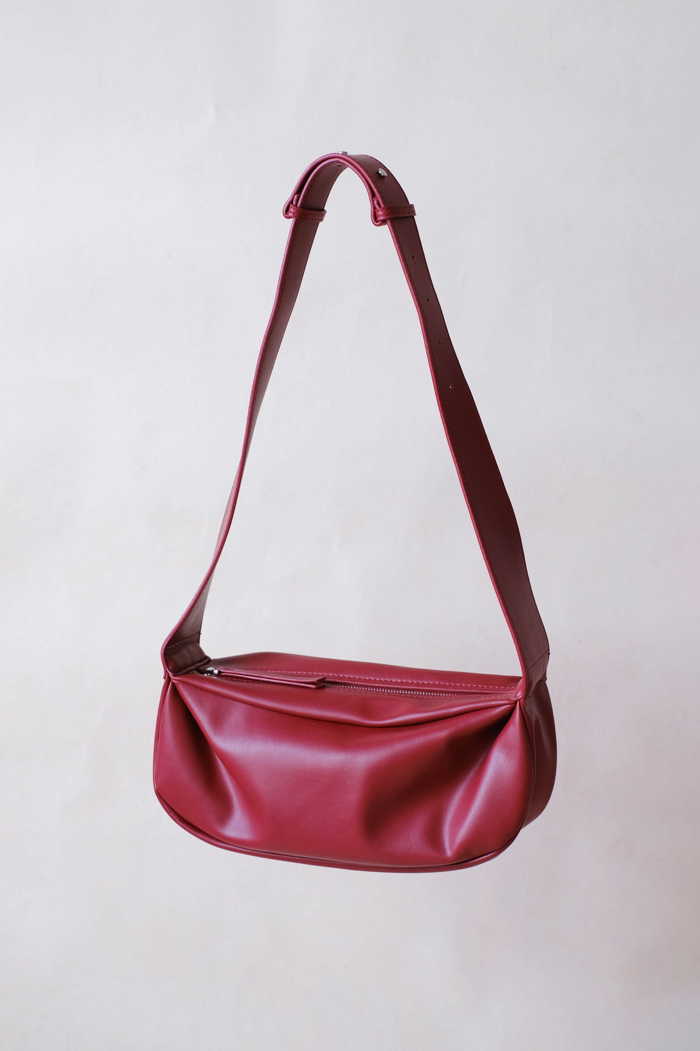 PU Soft Leather Pillow Bag in Ancora Red