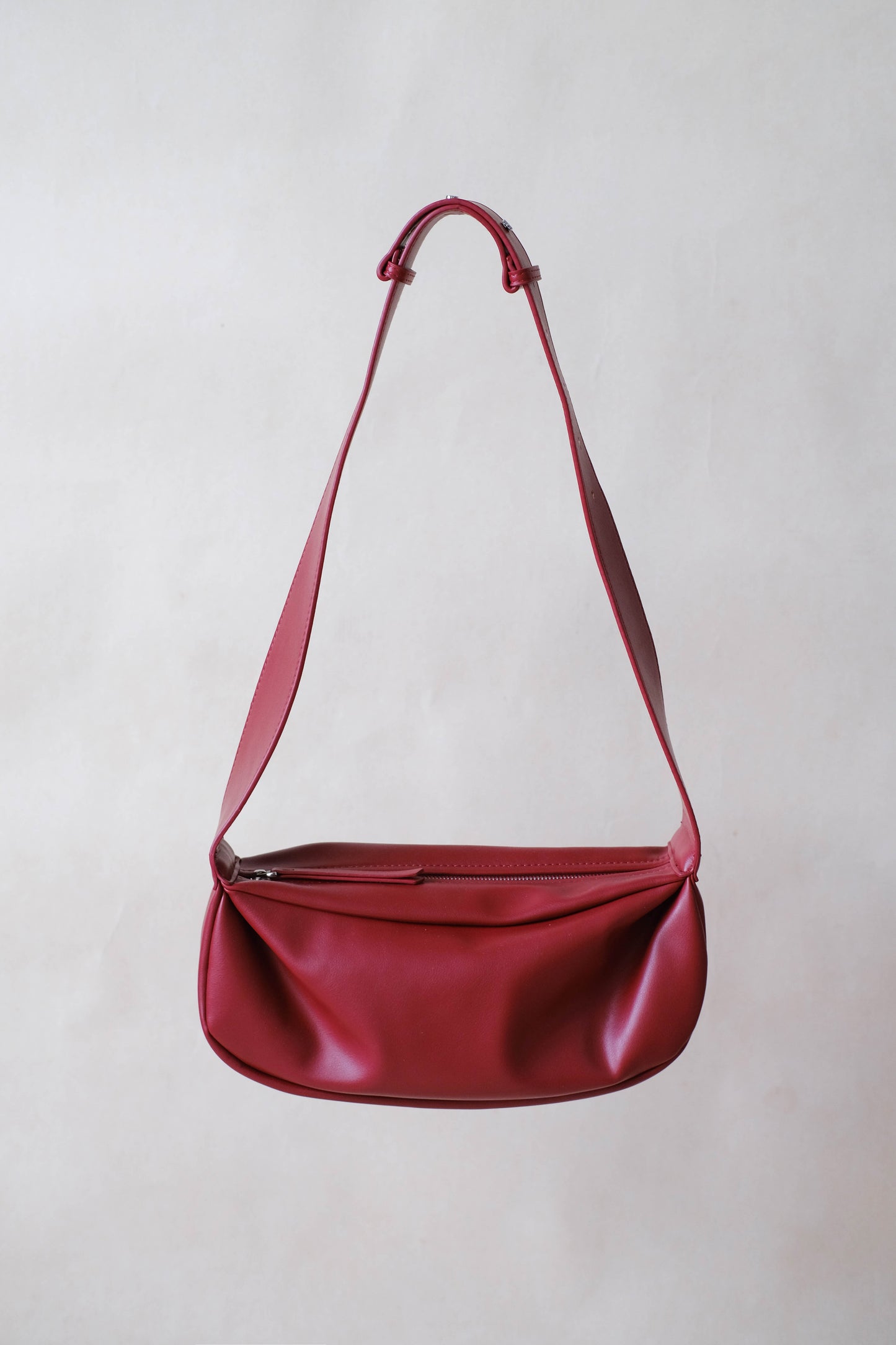 PU Soft Leather Pillow Bag in Ancora Red