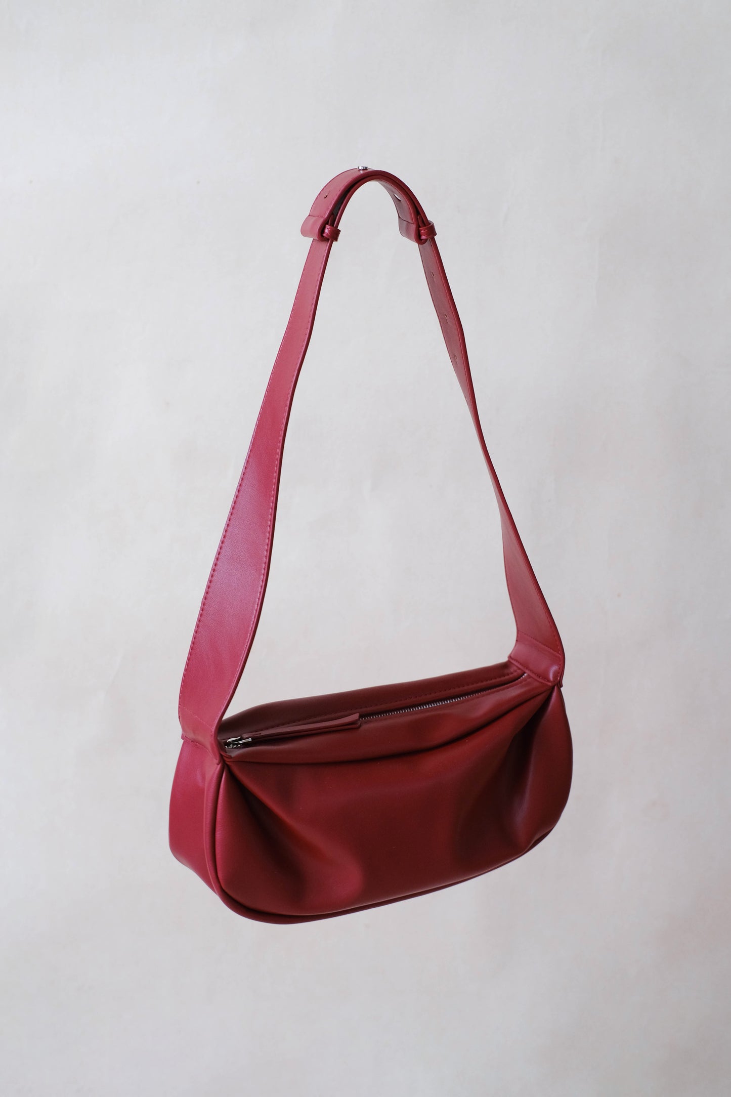 PU Soft Leather Pillow Bag in Ancora Red