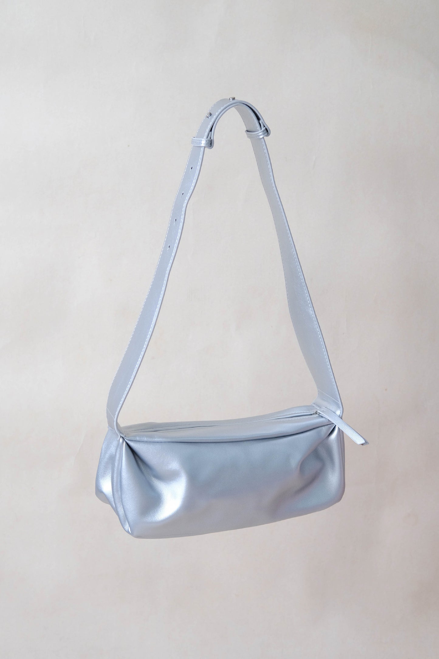 PU Soft Leather Pillow Bag in Silver