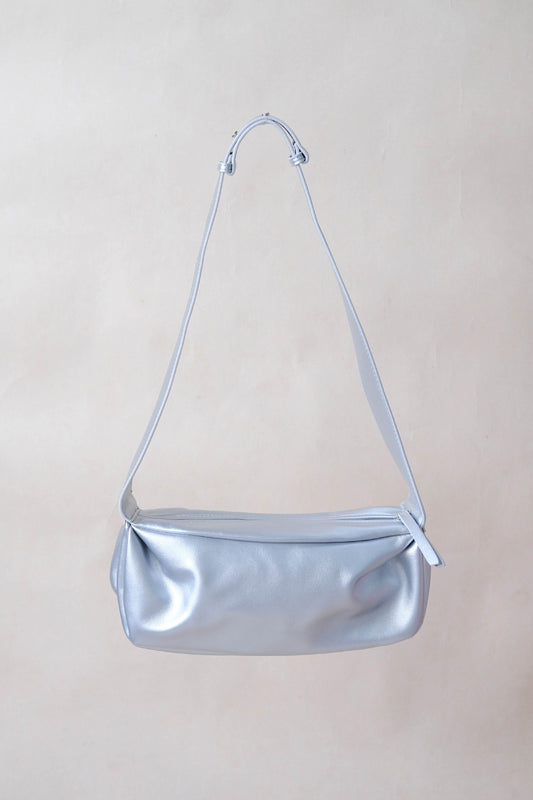 PU Soft Leather Pillow Bag in Silver