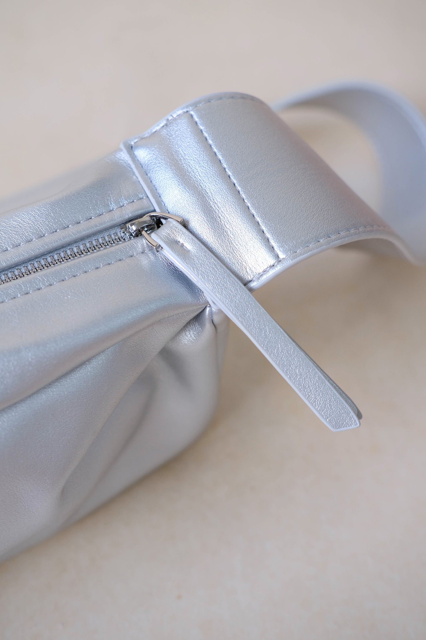 PU Soft Leather Pillow Bag in Silver