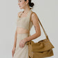 Khaki Tie Neck Back Tops