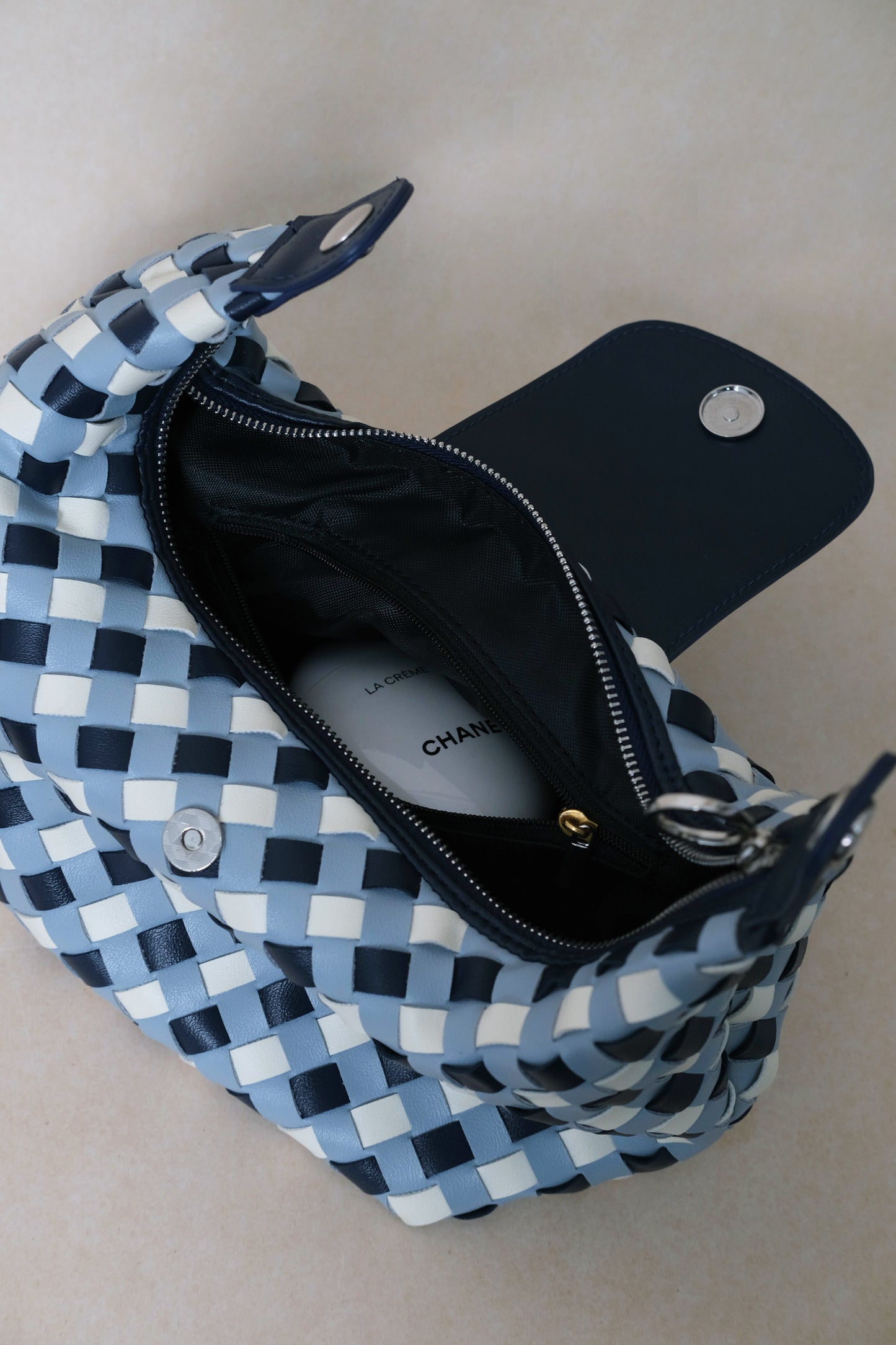 Artisan Aurelia Crescent Bag - Blue & White Gingham