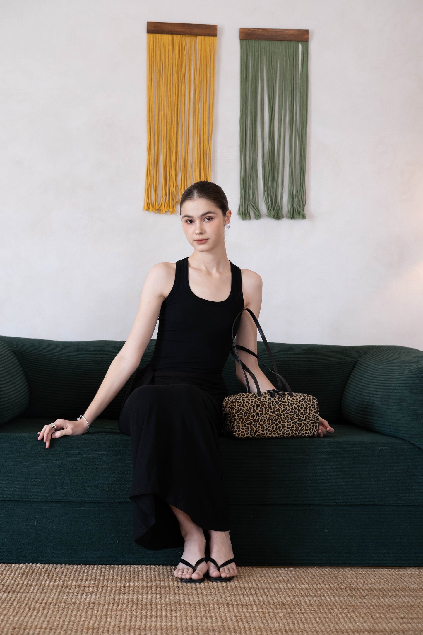 Waist-Snatch U-Neck Maxi Dress - Black