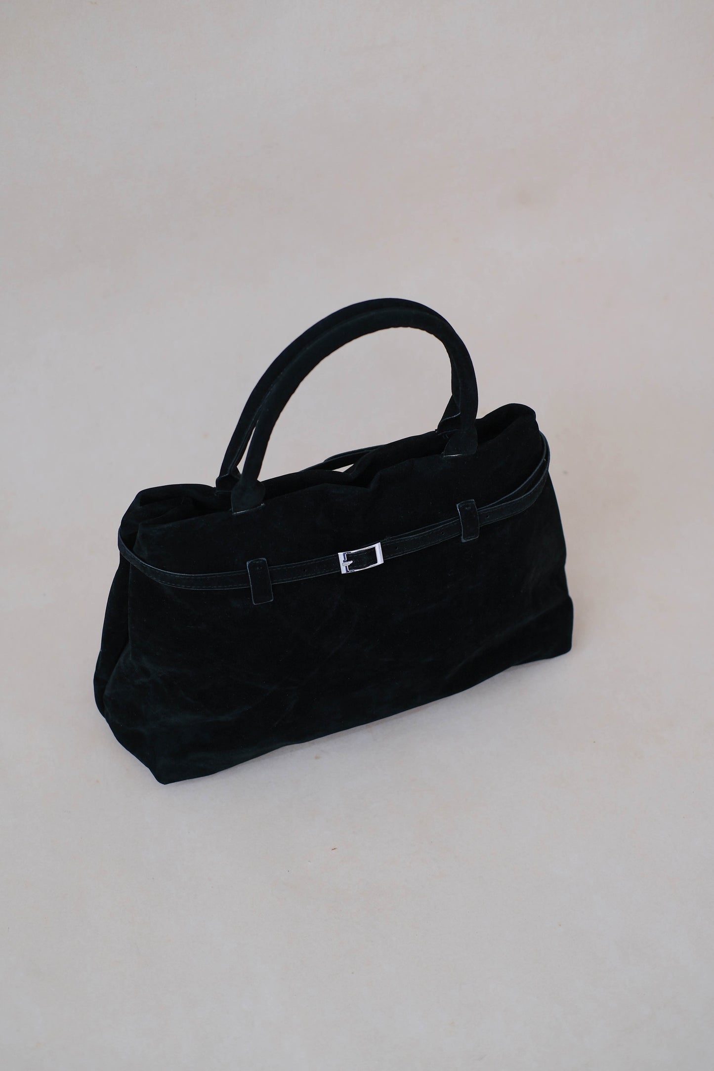 The Elegant Suede Bag In Classic Black