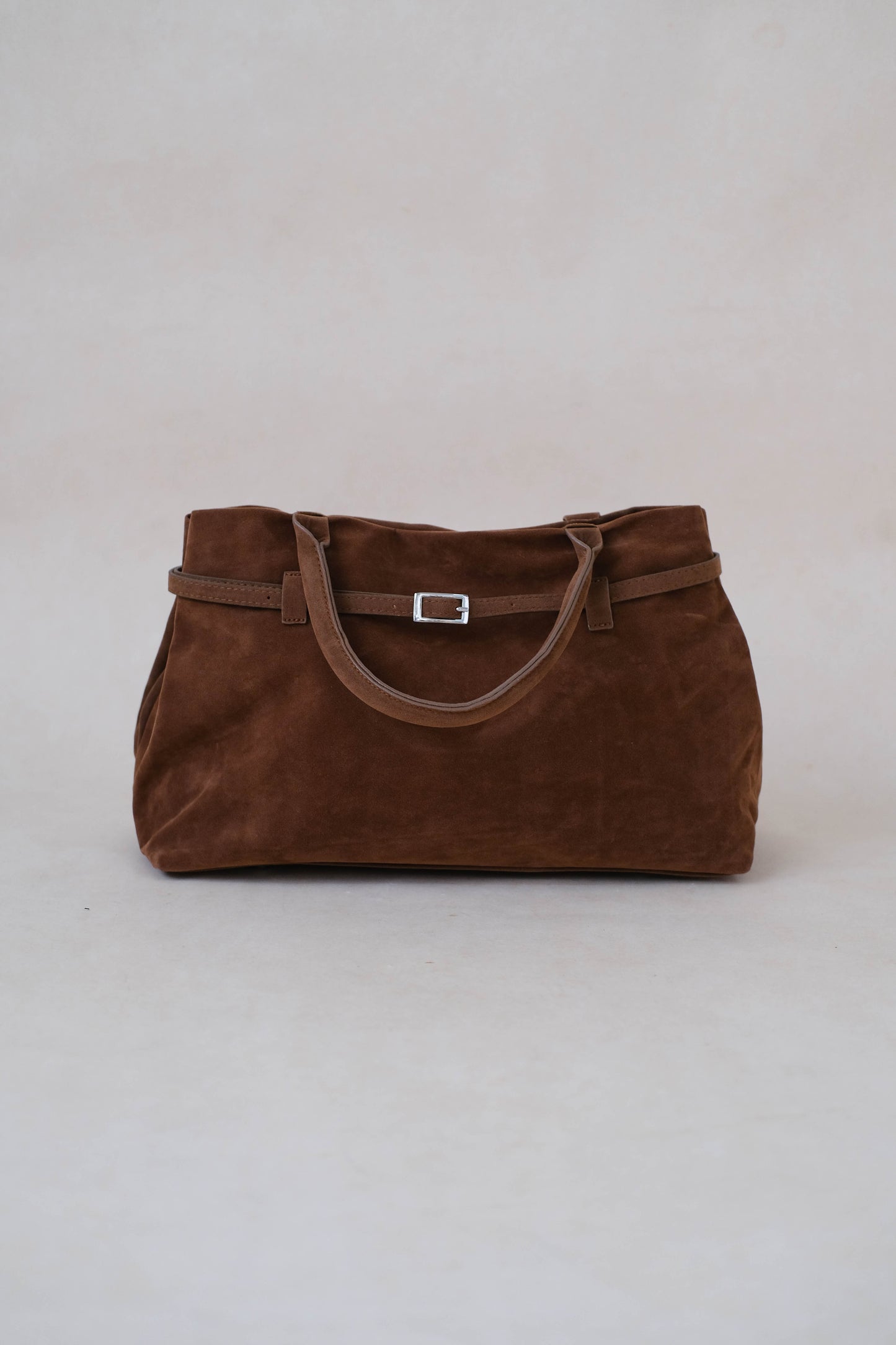 The Elegant Suede Bag In Dark Brown