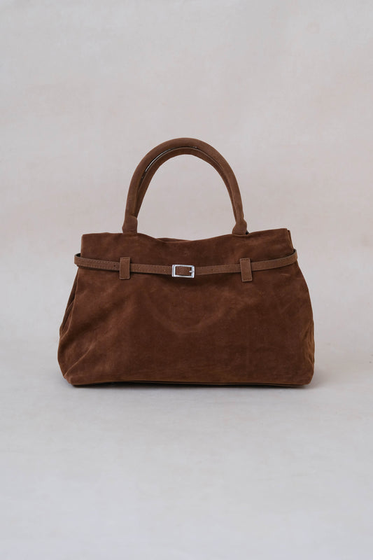 The Elegant Suede Bag In Dark Brown