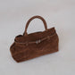 The Elegant Suede Bag In Dark Brown