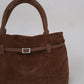 The Elegant Suede Bag In Dark Brown