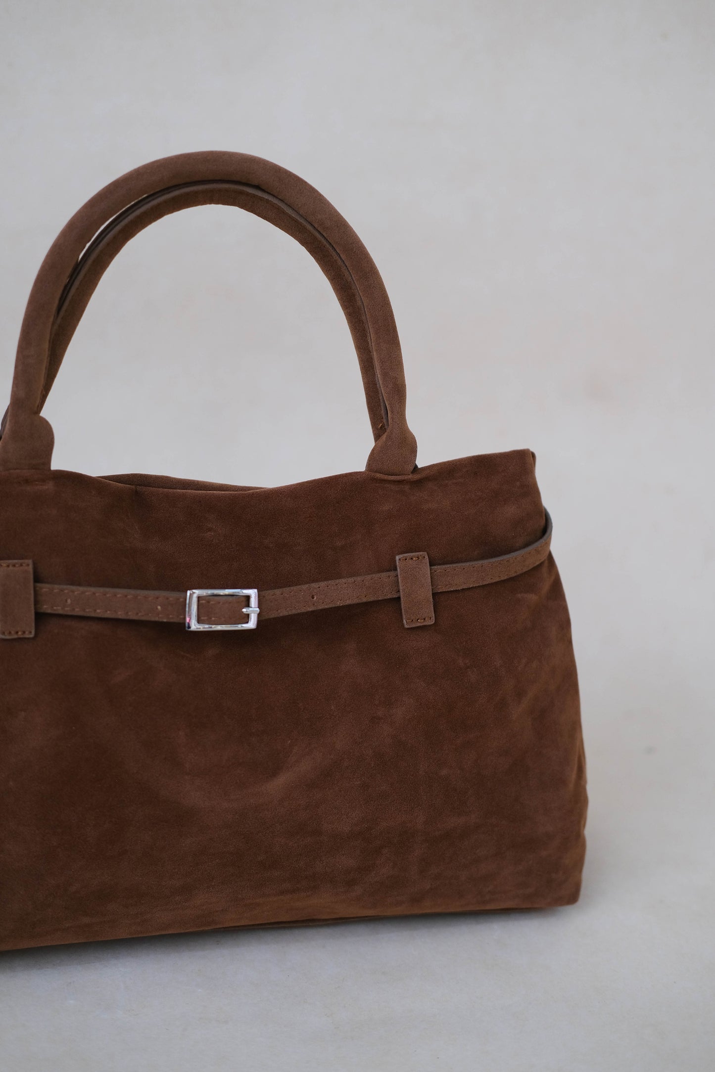 The Elegant Suede Bag In Dark Brown