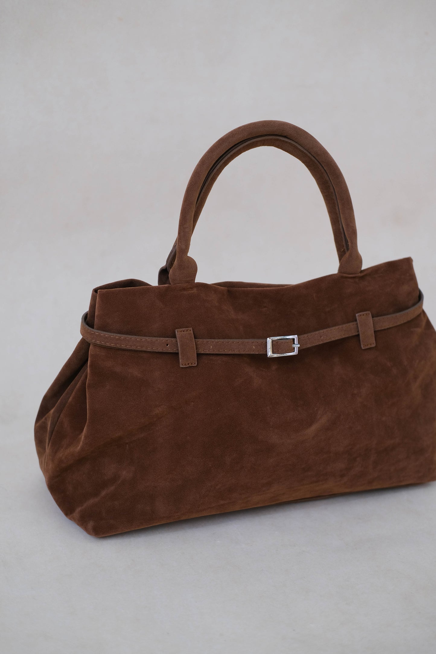 The Elegant Suede Bag In Dark Brown