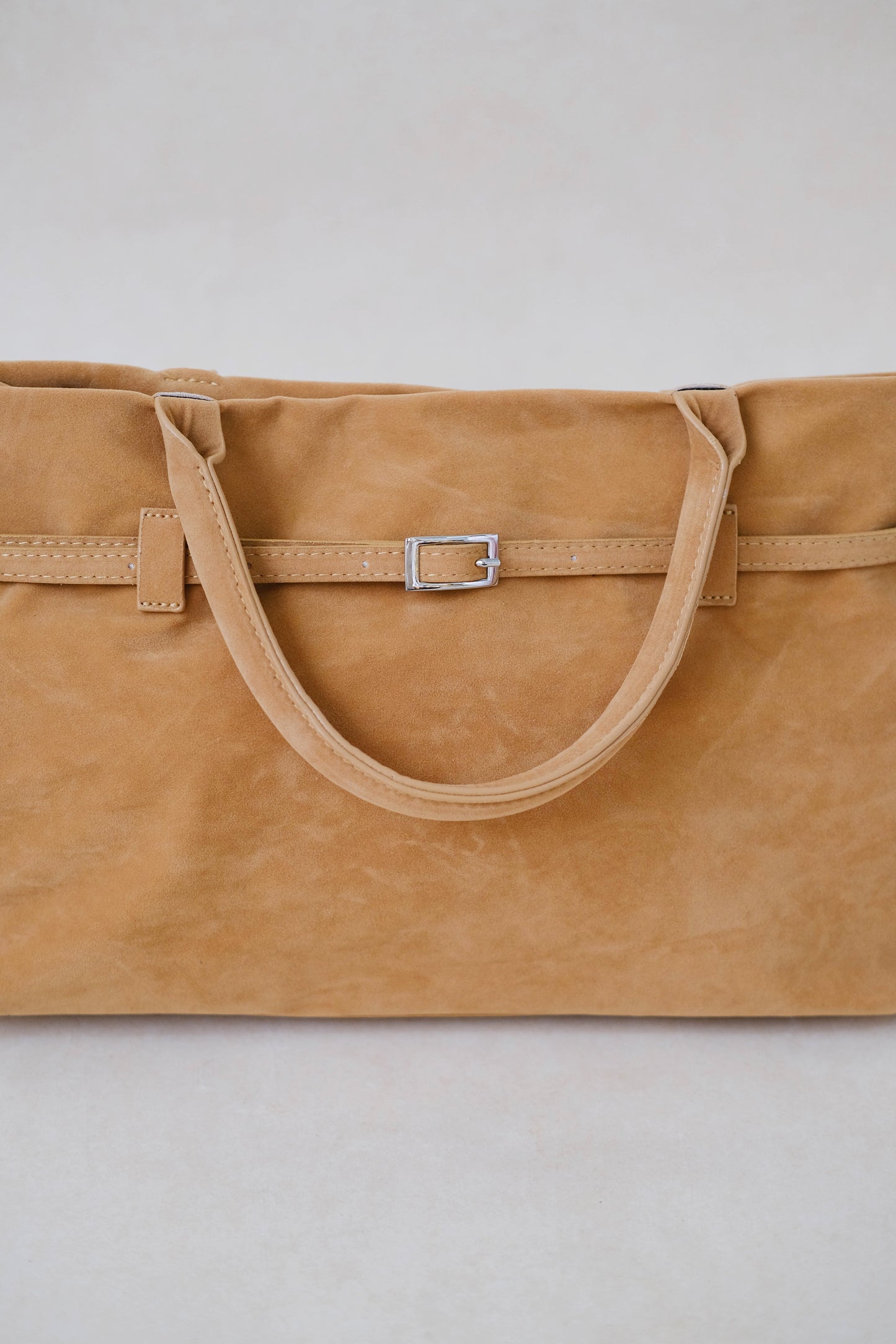 The Elegant Suede Bag In Khaki