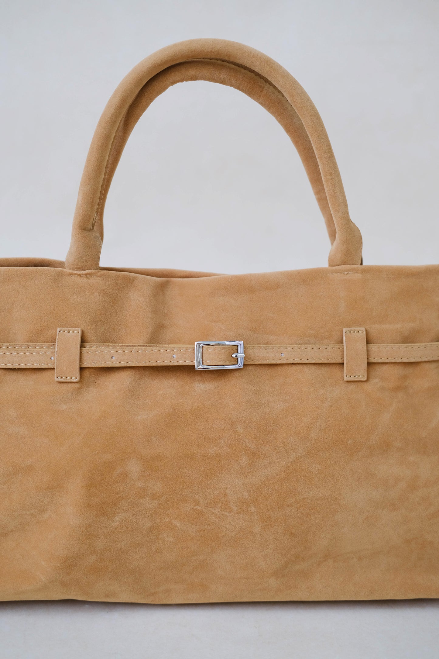 The Elegant Suede Bag In Khaki