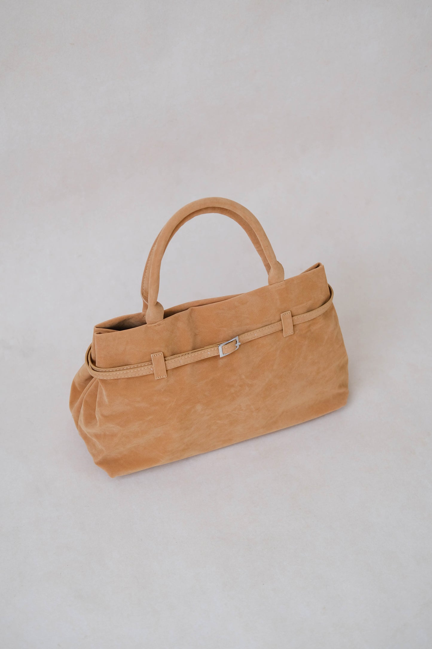 The Elegant Suede Bag In Khaki