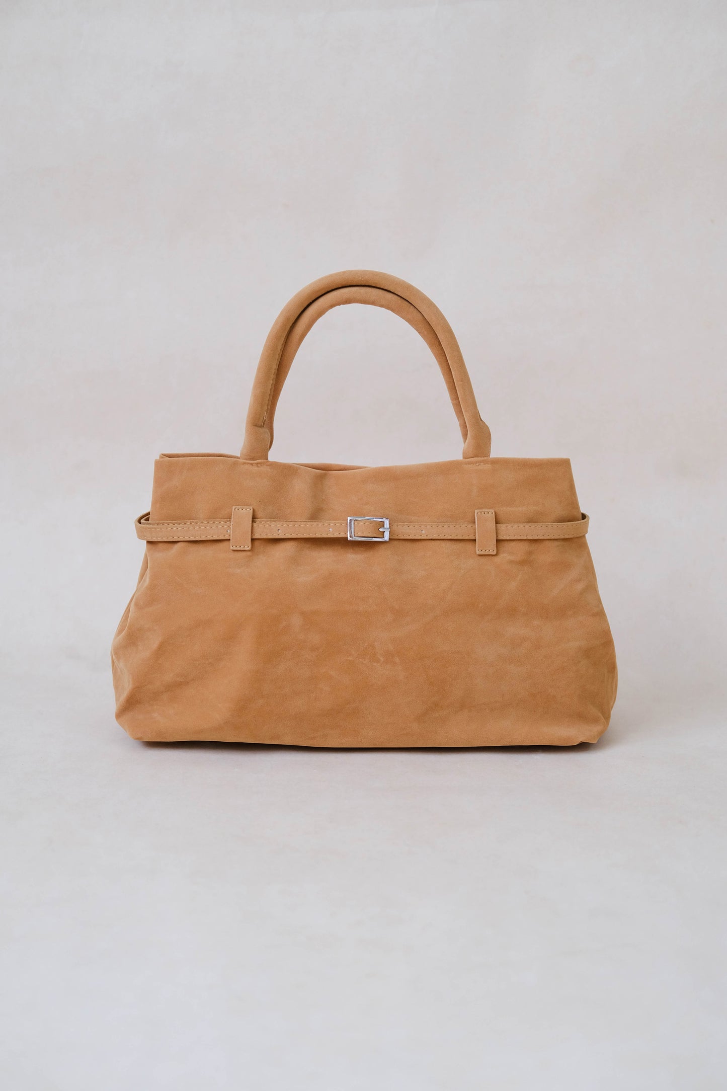 The Elegant Suede Bag In Khaki