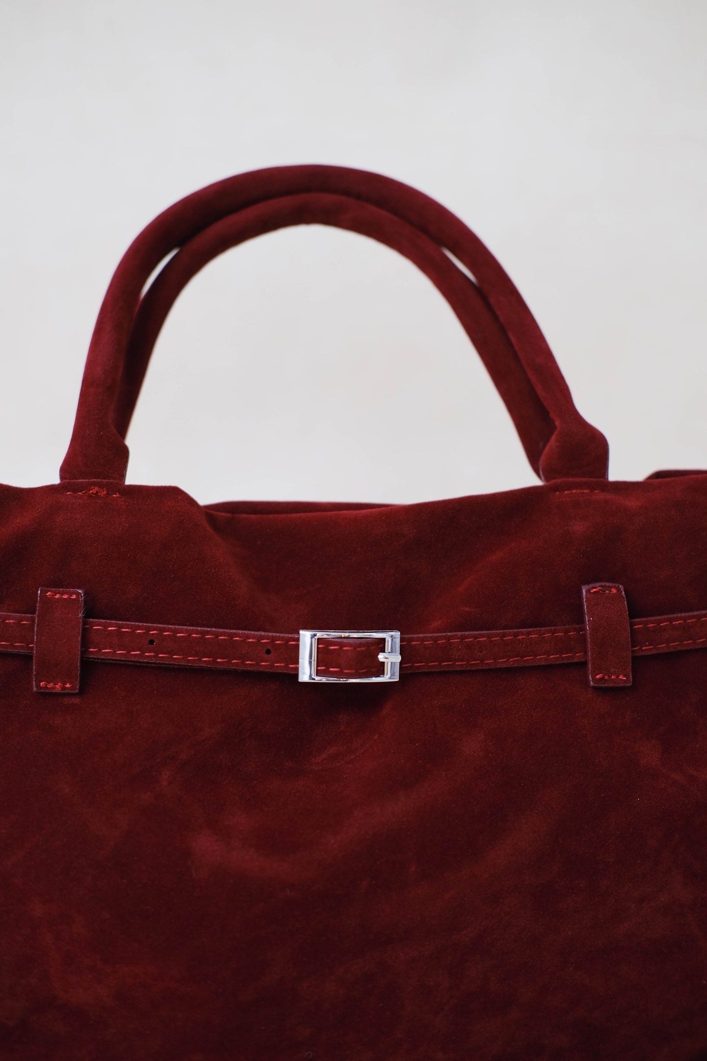 The Elegant Suede Bag In Cherry Red