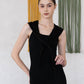 Waist-Snatch U-Neck Maxi Dress - Black