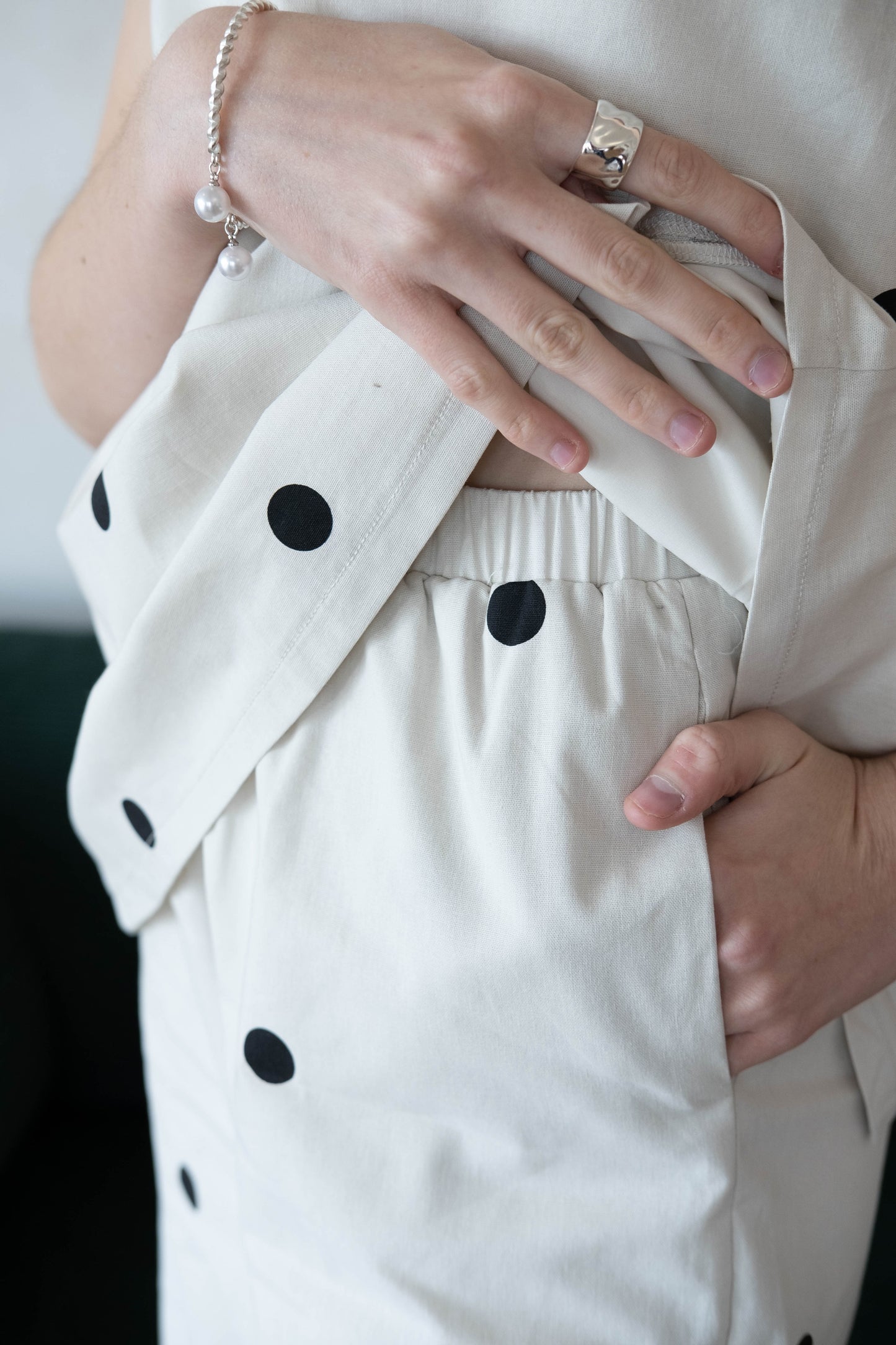 Polka Dot Off-Shoulder Bandeau Top & Wide-Leg Pants Set