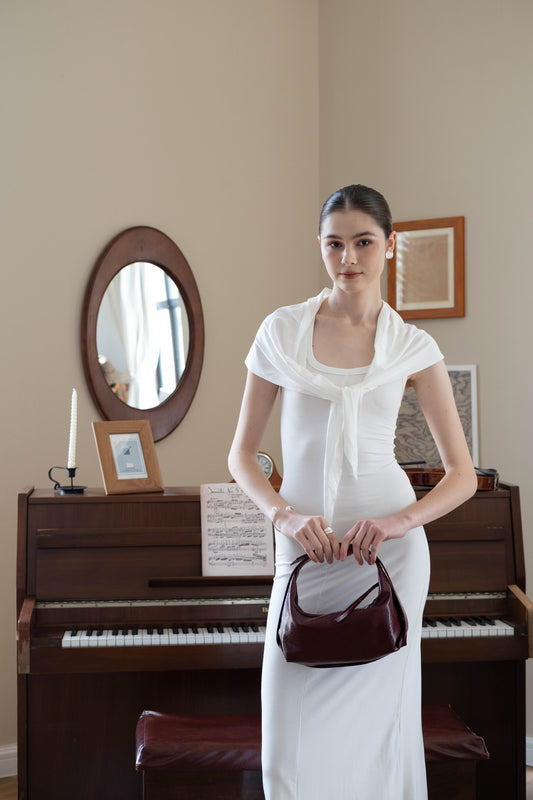 酒紅色法式復古餐盒袋