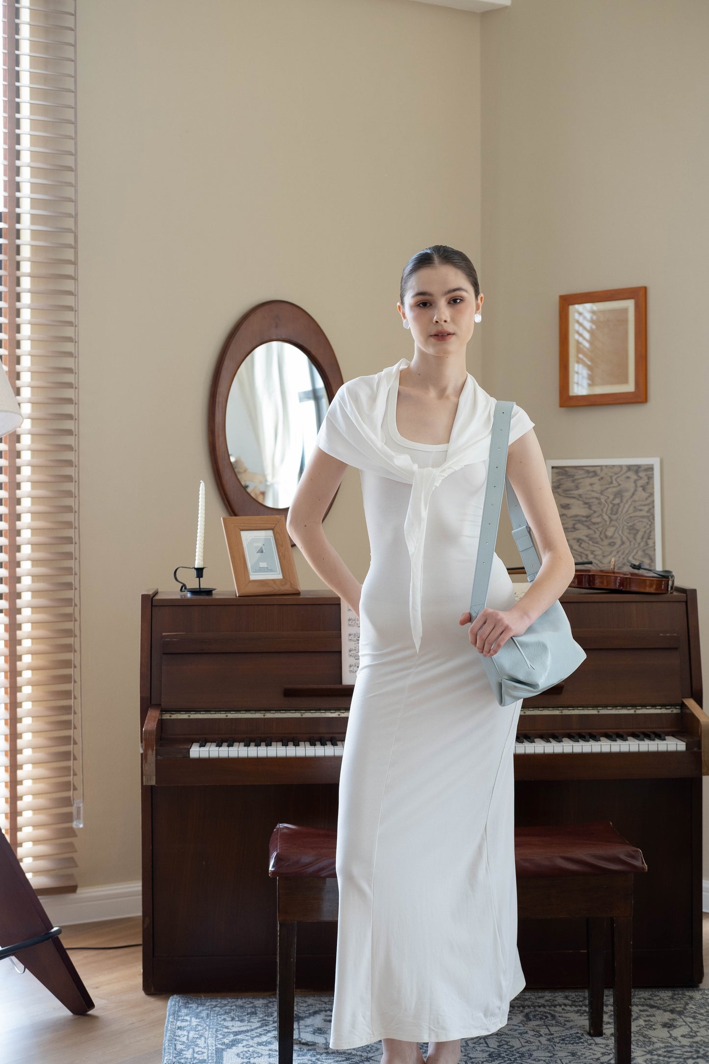 French Retro Lunch Box Bag In Baby Blue