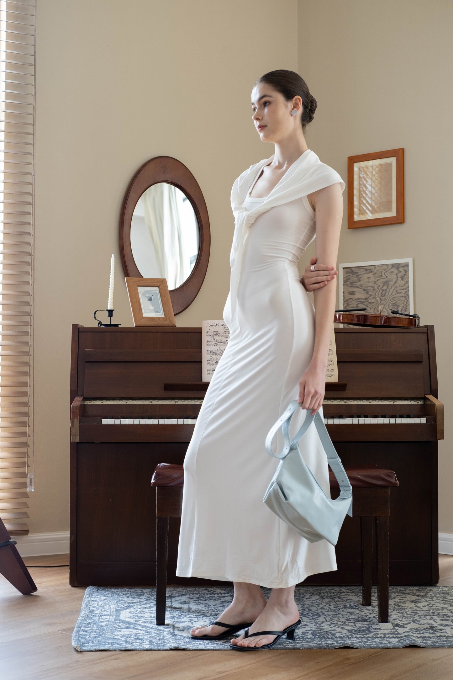 French Retro Lunch Box Bag In Baby Blue