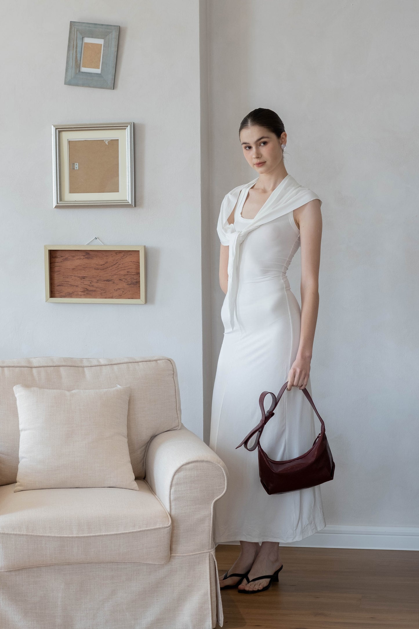 French Retro Lunch Box Bag In Wine Red