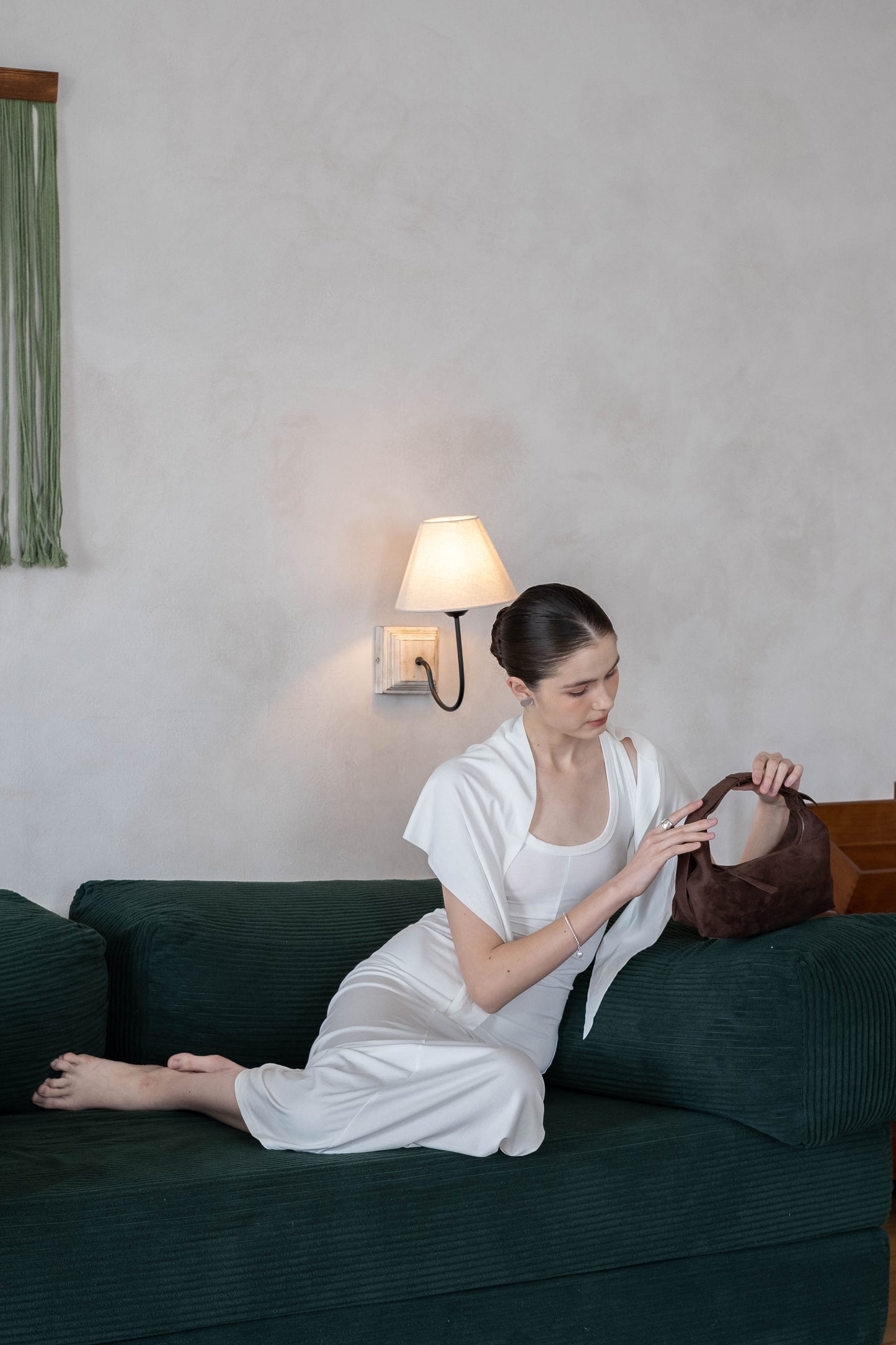 Waist-Snatch U-Neck Maxi Dress - White