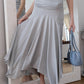 Soft Curve One-Shoulder Crop & Skirt Set - Grey