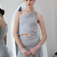 Soft Curve One-Shoulder Crop & Skirt Set - Grey