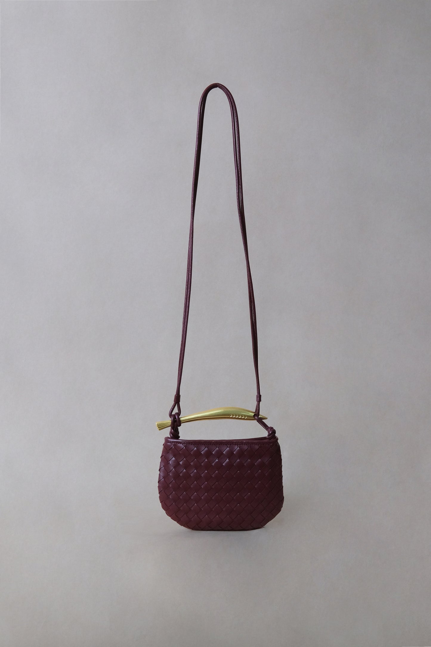 Mini Artisan Classic Dumpling Bag - Shinny Wine Red