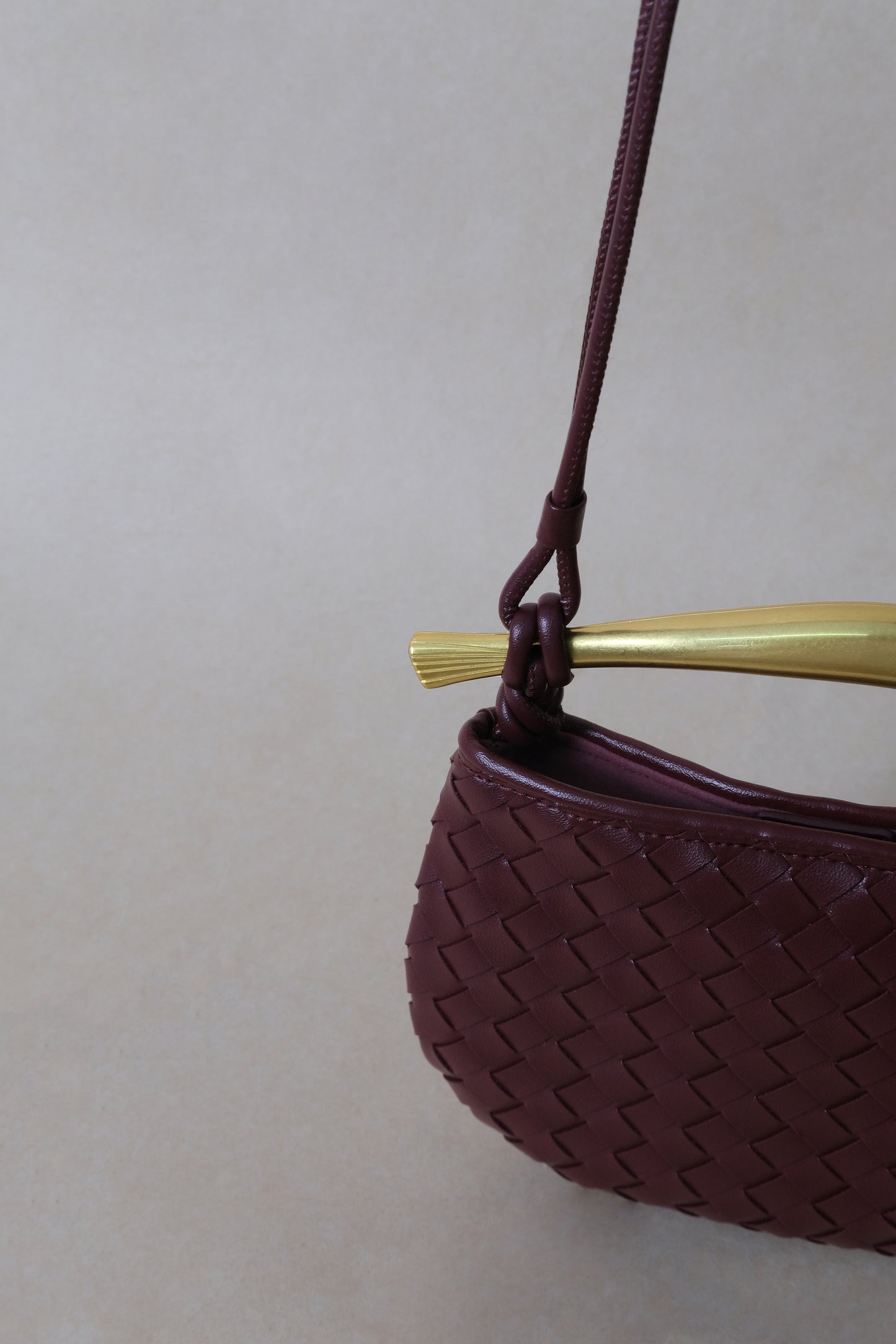 Mini Artisan Classic Dumpling Bag - Shinny Wine Red