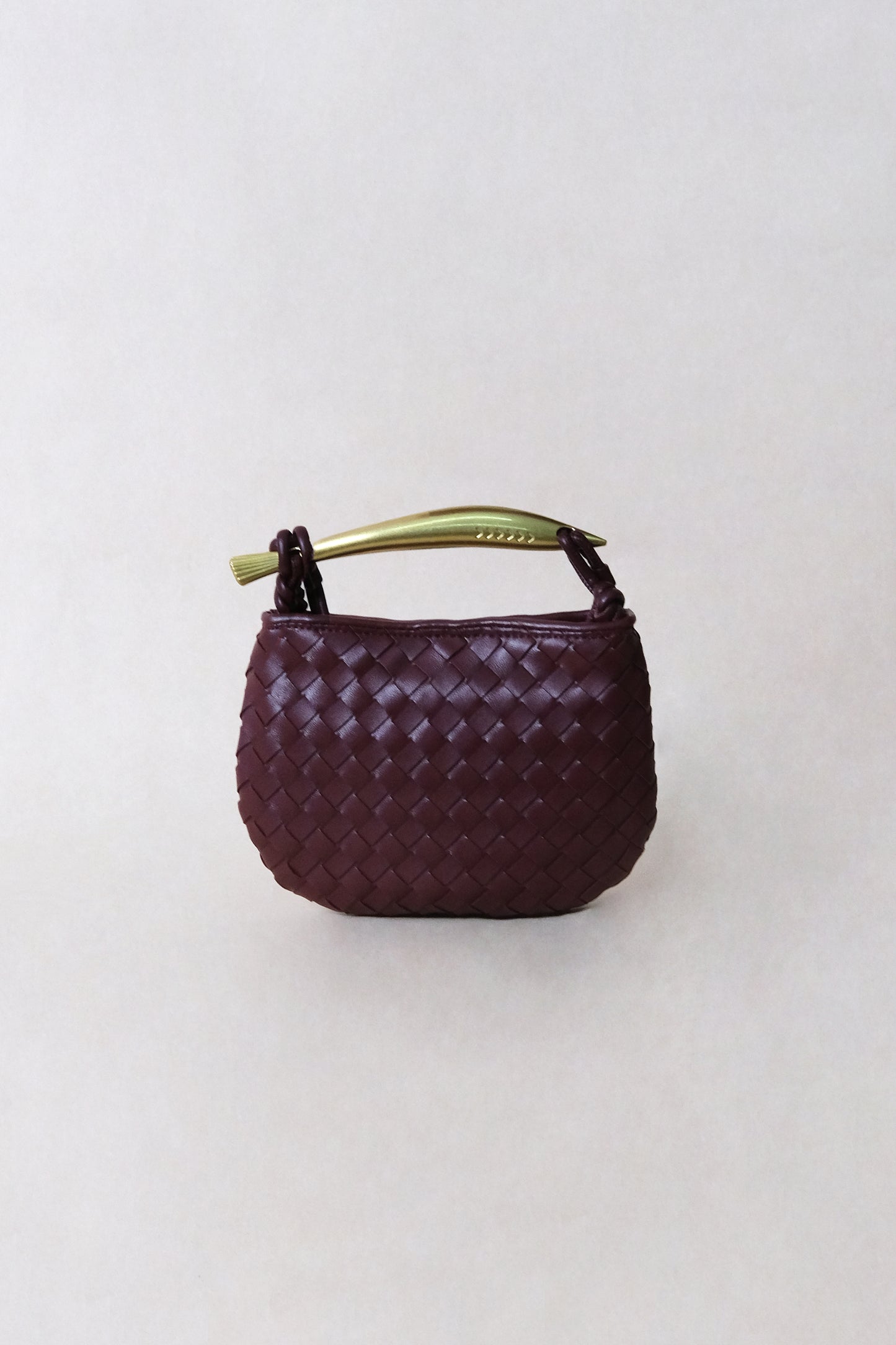 Mini Artisan Classic Dumpling Bag - Shinny Wine Red