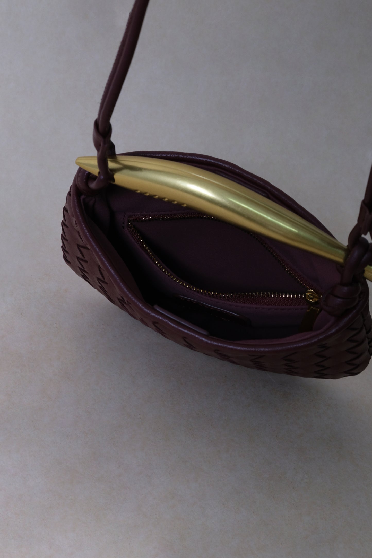Mini Artisan Classic Dumpling Bag - Shinny Wine Red