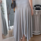 Soft Curve One-Shoulder Crop & Skirt Set - Grey