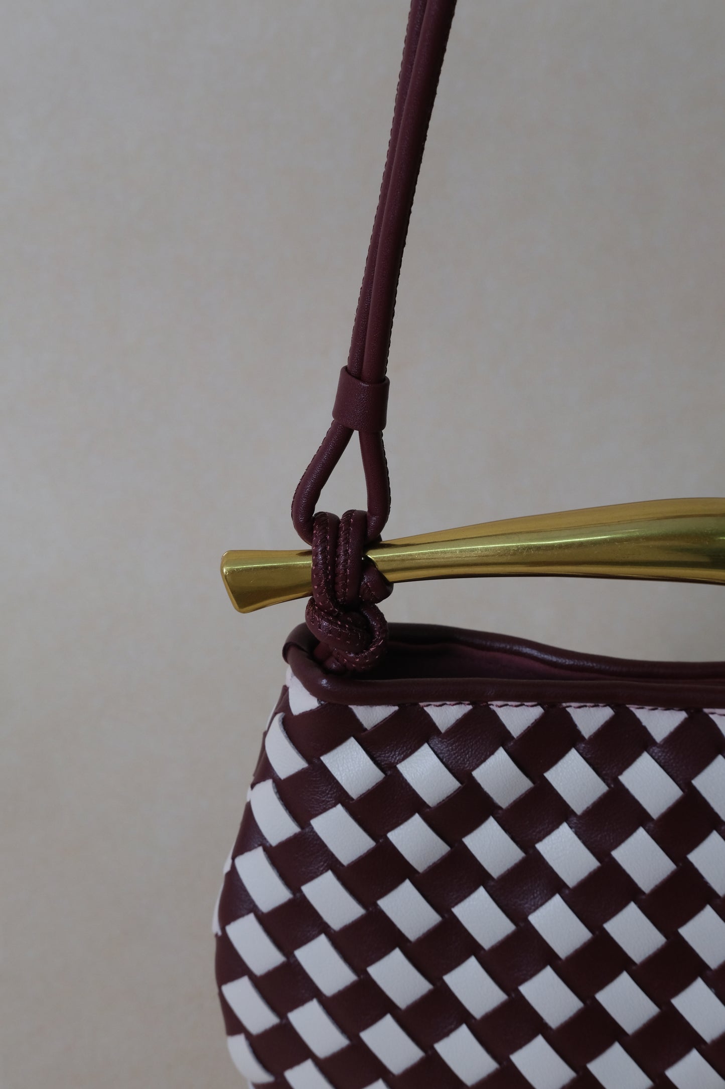 Mini Artisan Classic Dumpling Bag - Burgundy & Ivory Plaid