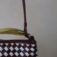 Mini Artisan Classic Dumpling Bag - Burgundy & Ivory Plaid