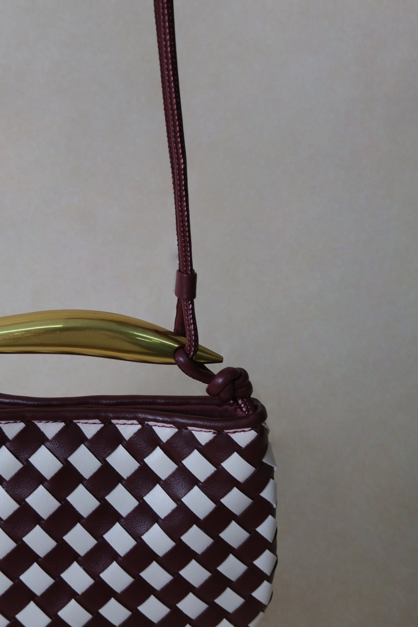 Mini Artisan Classic Dumpling Bag - Burgundy & Ivory Plaid