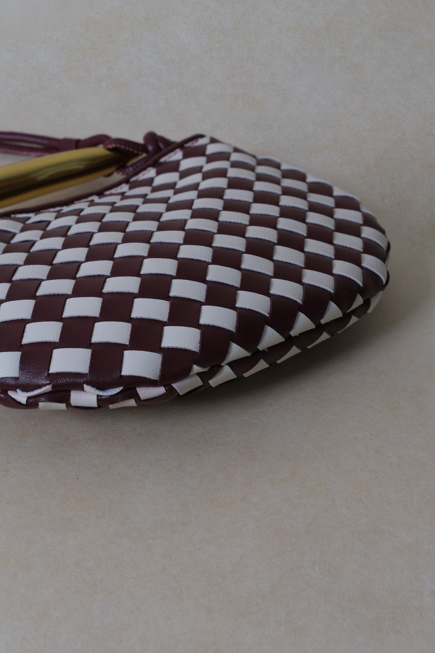 Mini Artisan Classic Dumpling Bag - Burgundy & Ivory Plaid