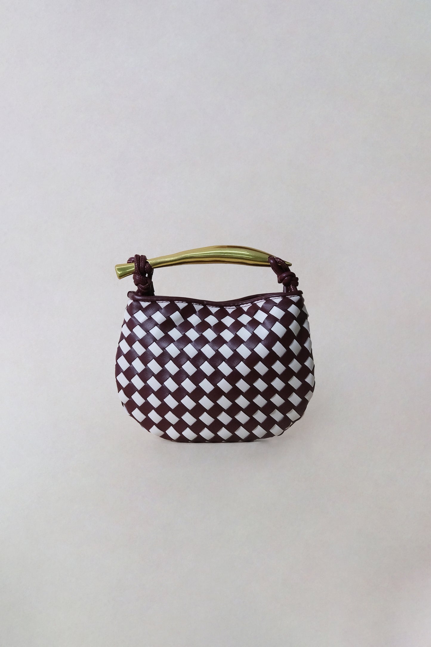 Mini Artisan Classic Dumpling Bag - Burgundy & Ivory Plaid