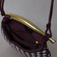 Mini Artisan Classic Dumpling Bag - Burgundy & Ivory Plaid