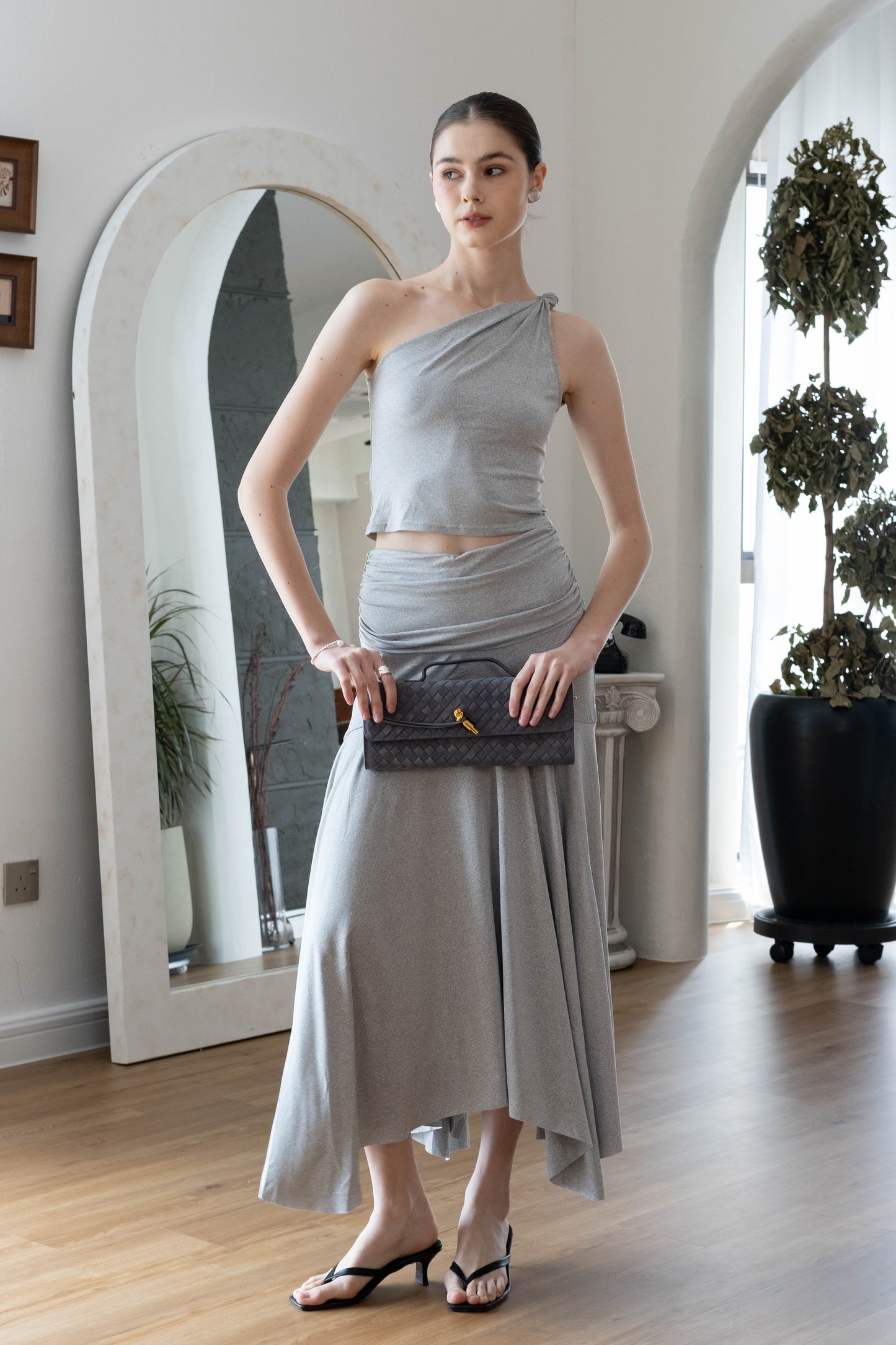 Artisan Crafted Flap Bag - Warm Grey