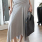 Soft Curve One-Shoulder Crop & Skirt Set - Grey