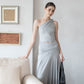 Soft Curve One-Shoulder Crop & Skirt Set - Grey