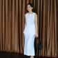 Sleeveless Vest + High Waist Skirt  in Snow White Suit