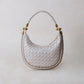 Artisan Elegance Crescent Bag - White Sand
